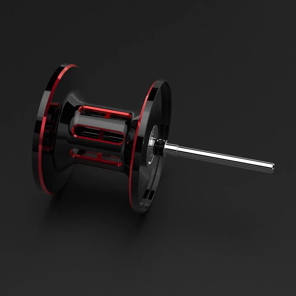 Drip wheel lure fishing rod with rocking wheel line mechanism showing left and right hand wheel options