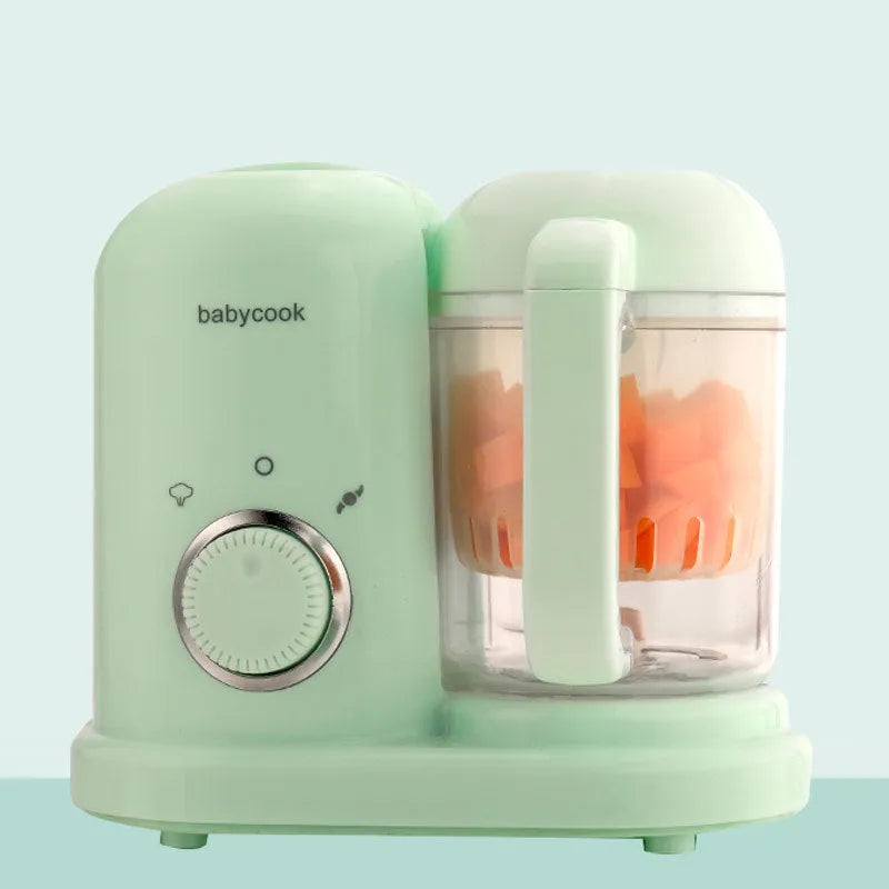Baby food processor steamer blender in green or pink with double mixing blade