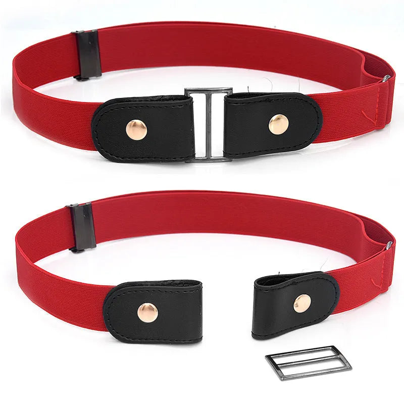 Imitation leather belt with square alloy buckle and car suture stitching on neutral background