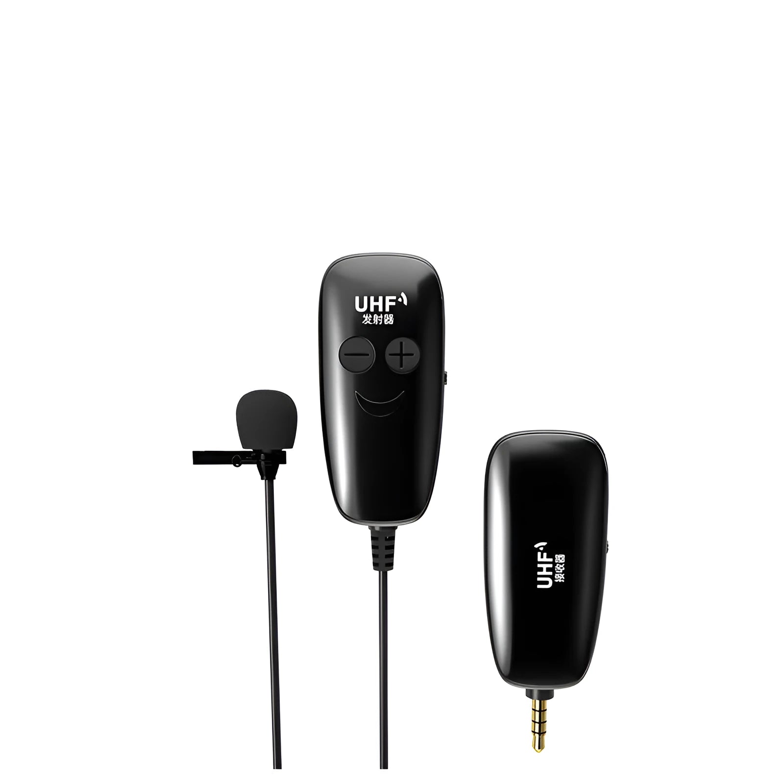 Black lavalier microphone with 3.5mm plug for mobile phones