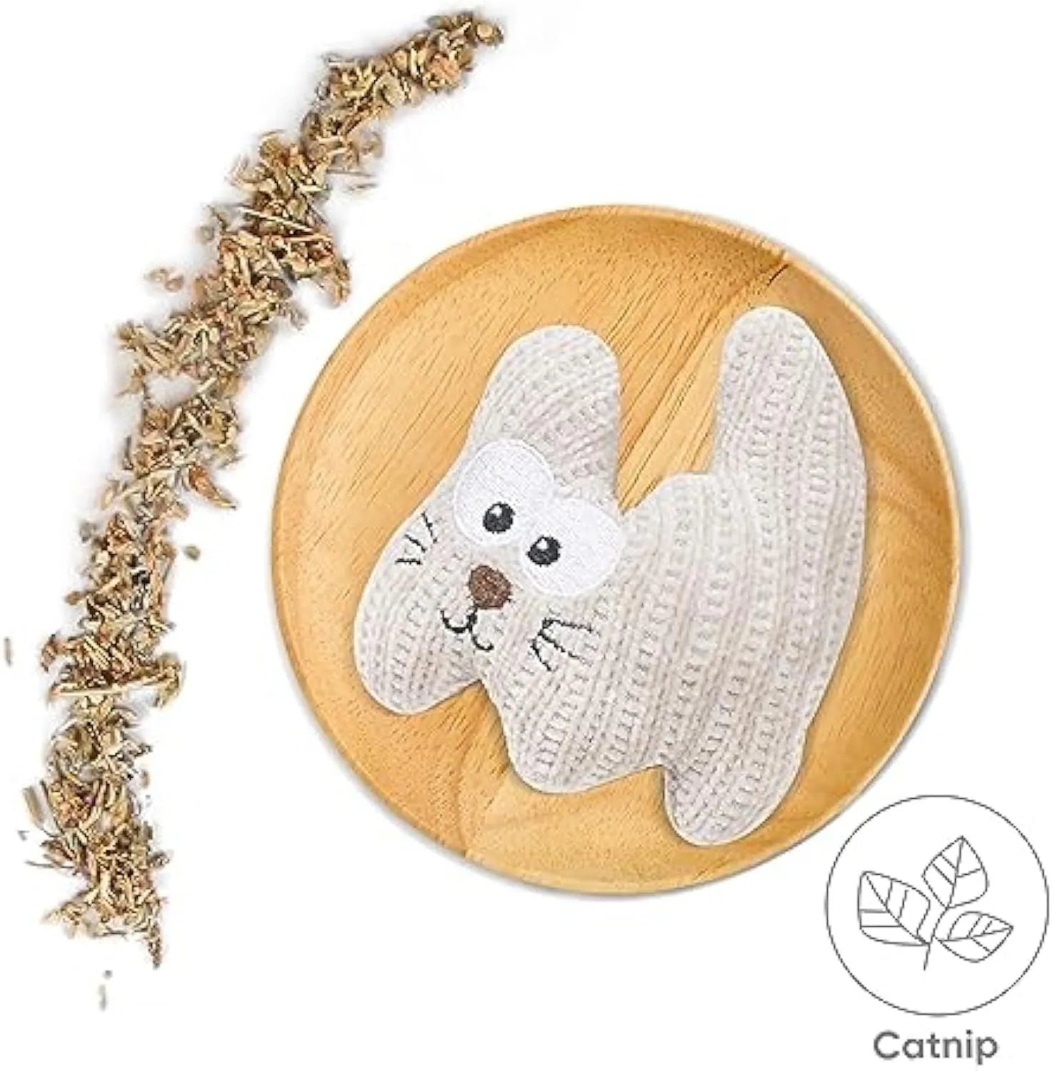 Cyan plush rope cat chew toy with bell and catnip, measuring 12x11 cm.