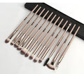 12 piece eye makeup brush set with nylon bristles and portable plastic handles in six colour options