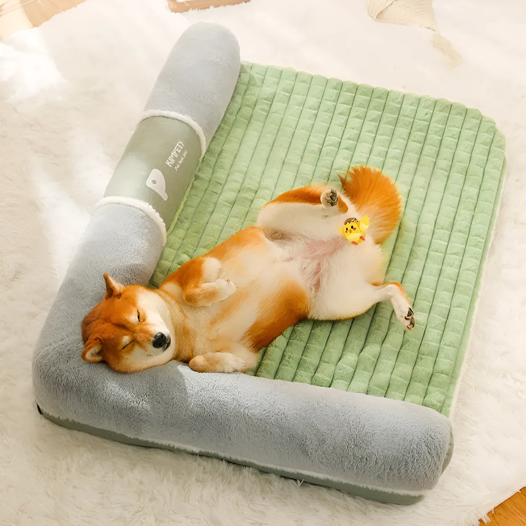 Small dog nest with removable washable cover in green colour with PP cotton fill, M50×40 cm size