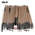 Cosmetic brush kit with nylon bristles and plastic handles, 14cm total length, available in 4 to 20 pcs and multiple colours