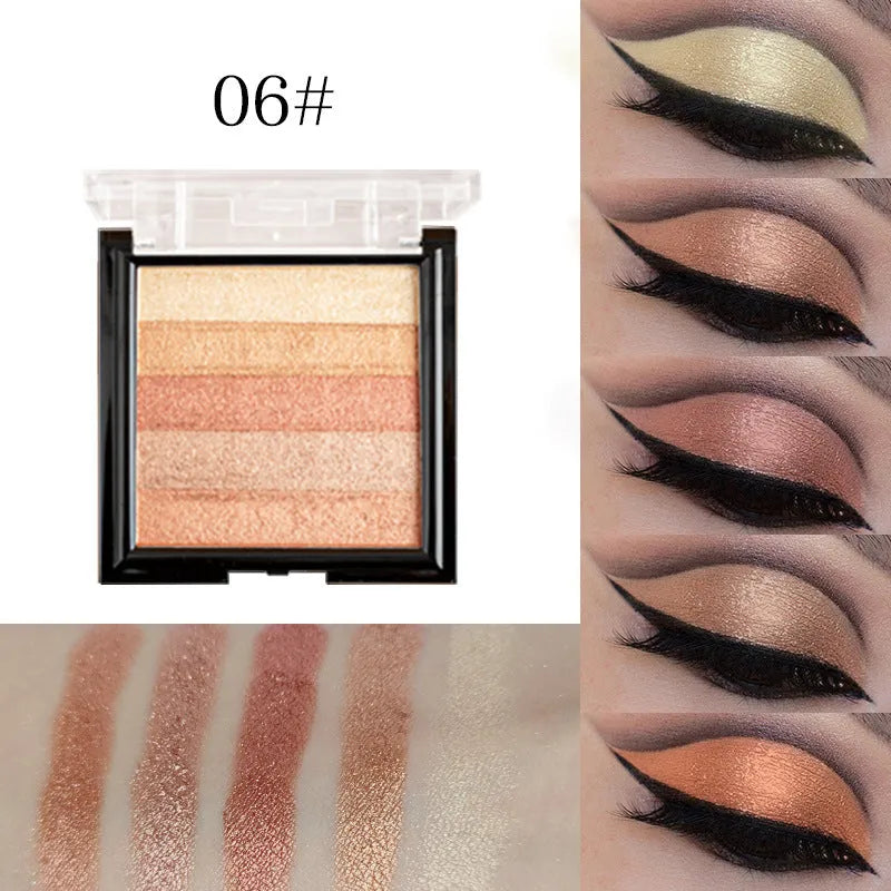 Highlight and contour eyeshadow palette with six colour style options for natural three-dimensional eye makeup
