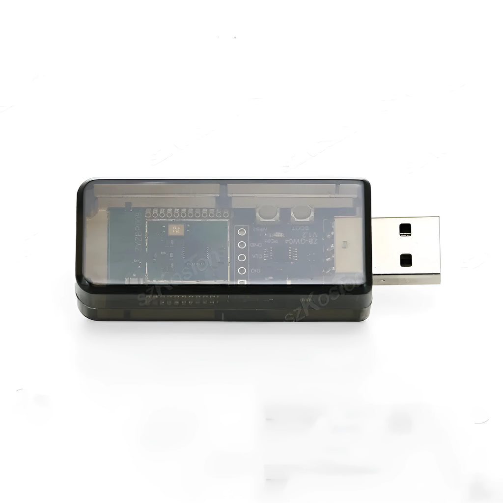 Silicon Labs EFR32MG21 Zigbee USB dongle in plastic shell for Home Assistant.