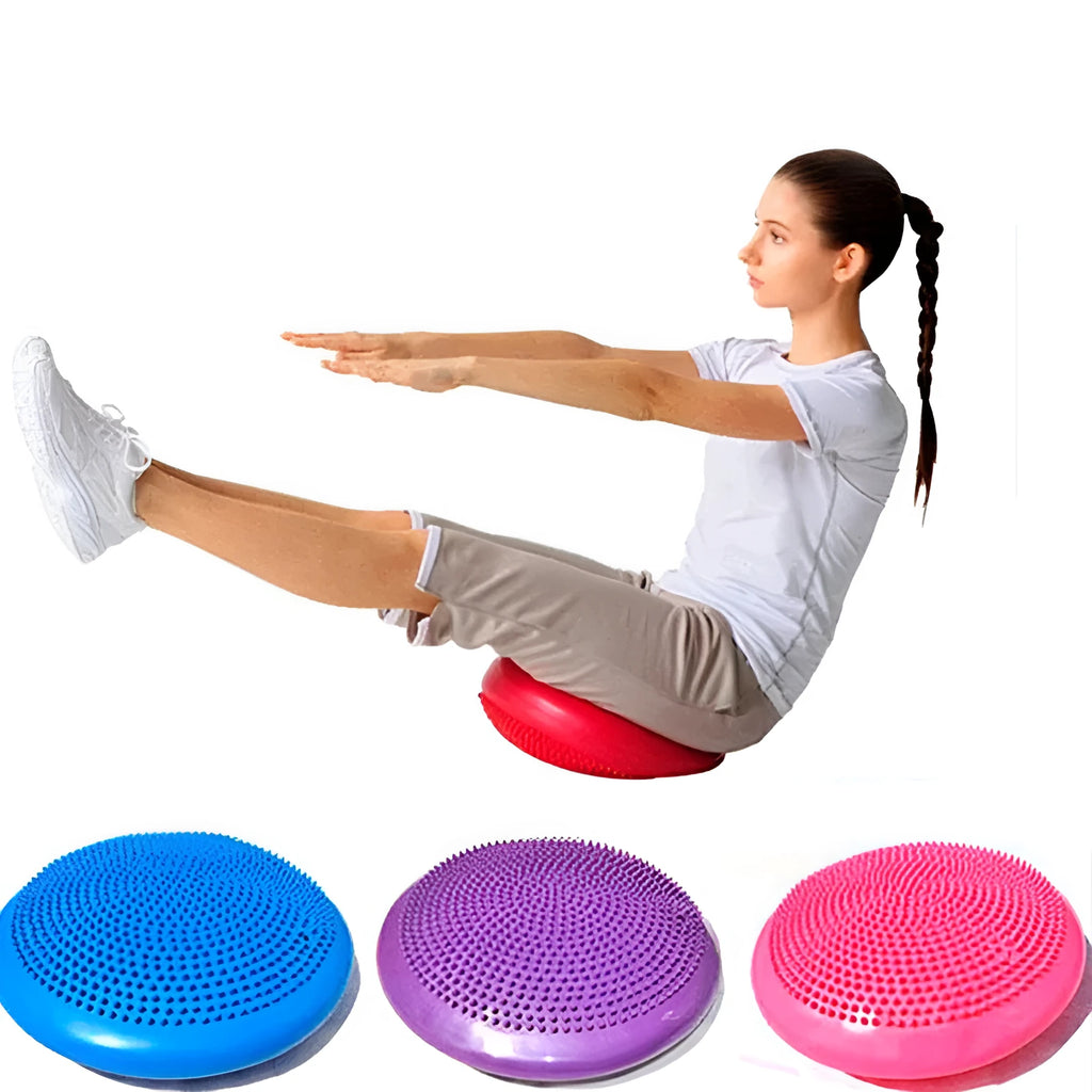Inflatable PVC balance board 34cm diameter with tactile nubs and smooth raised nubs, for yoga fitness and posture training