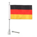 Motorcycle side box mounting flagpole in silver or black for luggage rack attachment