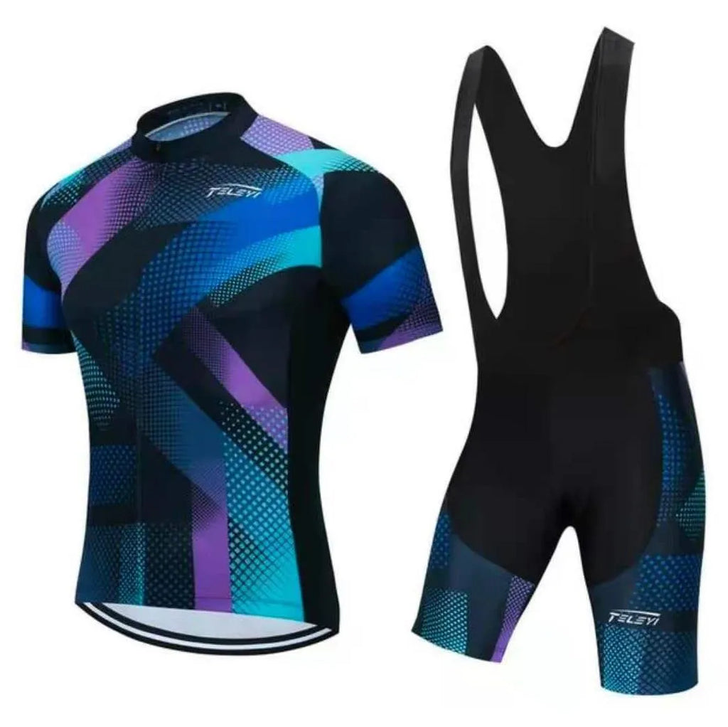 Cycling jersey set with top and trousers for mountain and road biking in summer conditions