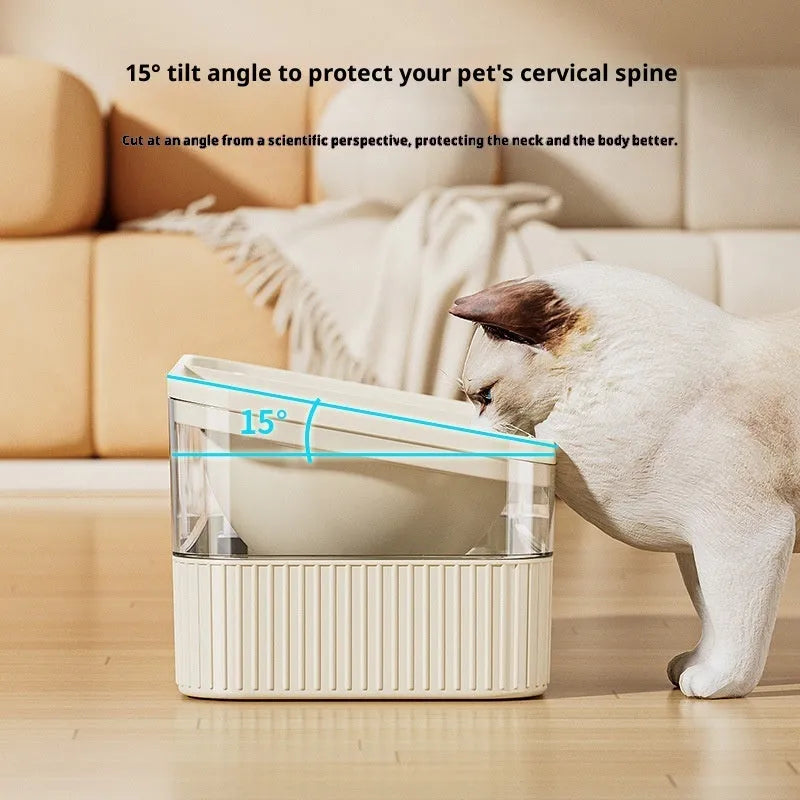 Automatic filtration and circulation cat water dispenser in cream colour with PP and stainless steel bowl