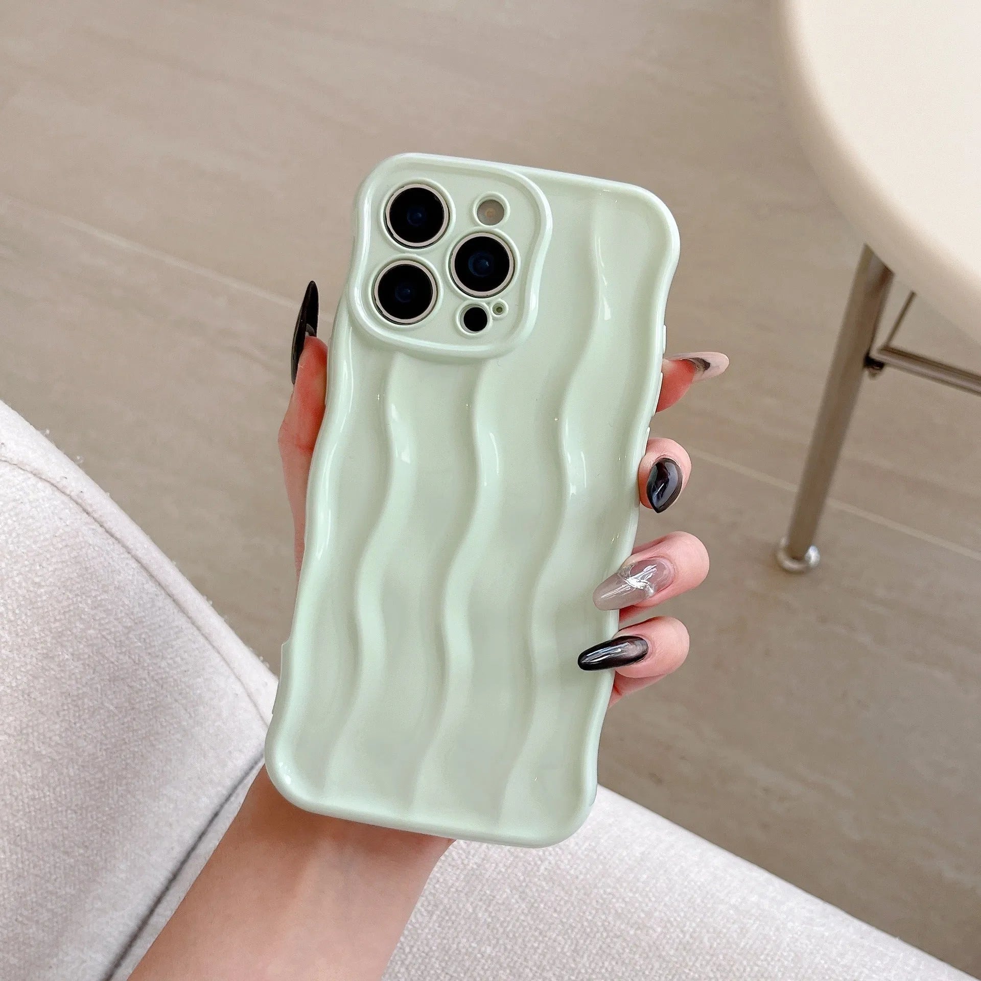 Electroplating three-dimensional wave stripe TPU phone case for iPhone 17 series in multiple colour options