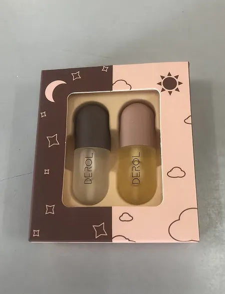 Clear lip plumper oil 5.5ml in light yellow formula with applicator wand for chapped dry lip care