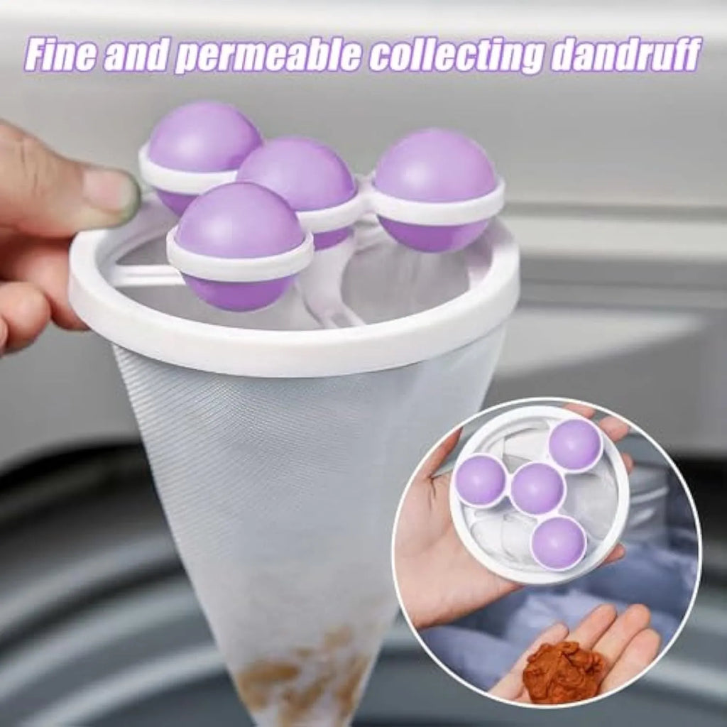 3PCS floating hair filtering mesh bags in pink blue purple for washing machine, 17.5x9.2cm, nylon mesh pet lint catcher