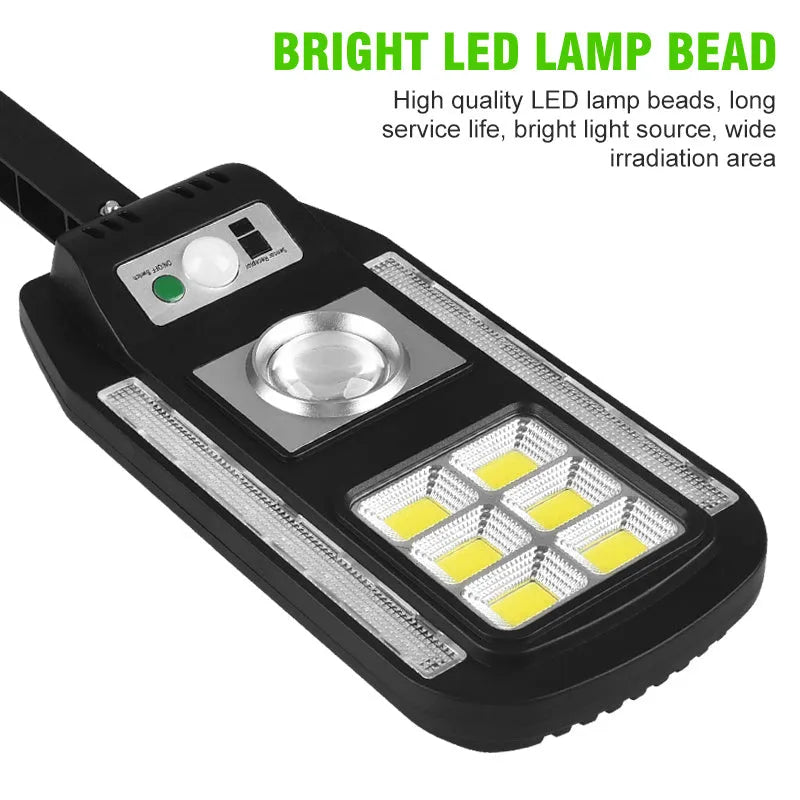 Outdoor solar street light with colourful warning, COB 20W, IP65, remote control solar garden light