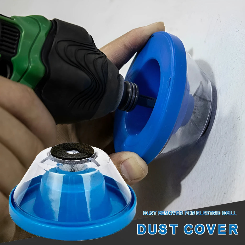 Blue bowl-shaped electric hammer dust cover and stopper accessory for drills.