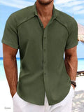 Hawaiian casual short sleeve solid colour shirt in a lightweight cotton blend fabric