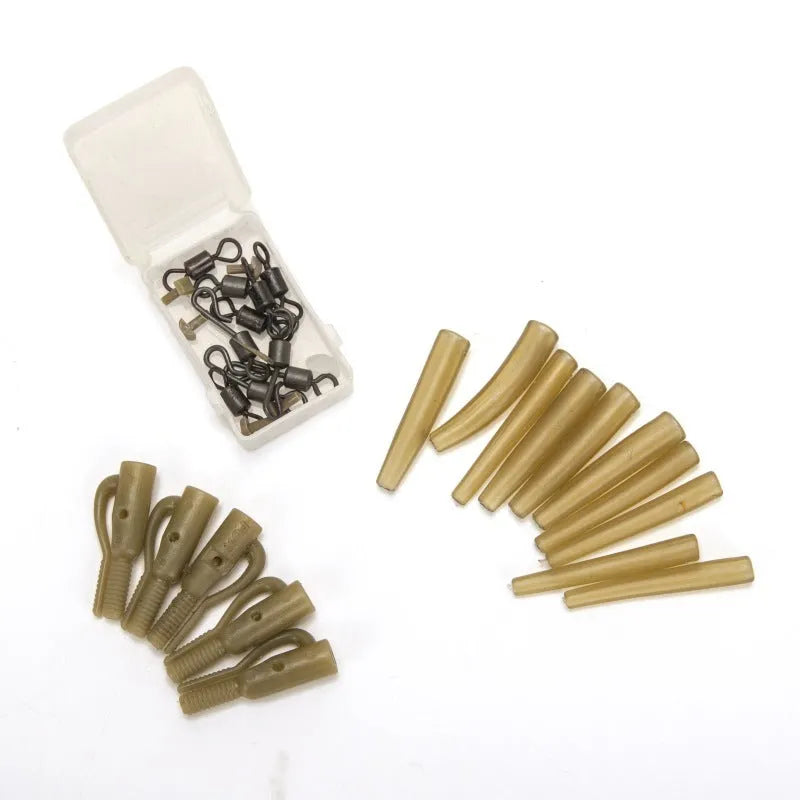 tobly 30 piece European carp fishing accessory set with anti-wind pipes, hoses, beads and screws.