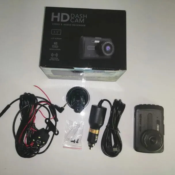 1080P Full HD dual lens driving recorder with 3.5 inch IPS screen and night vision