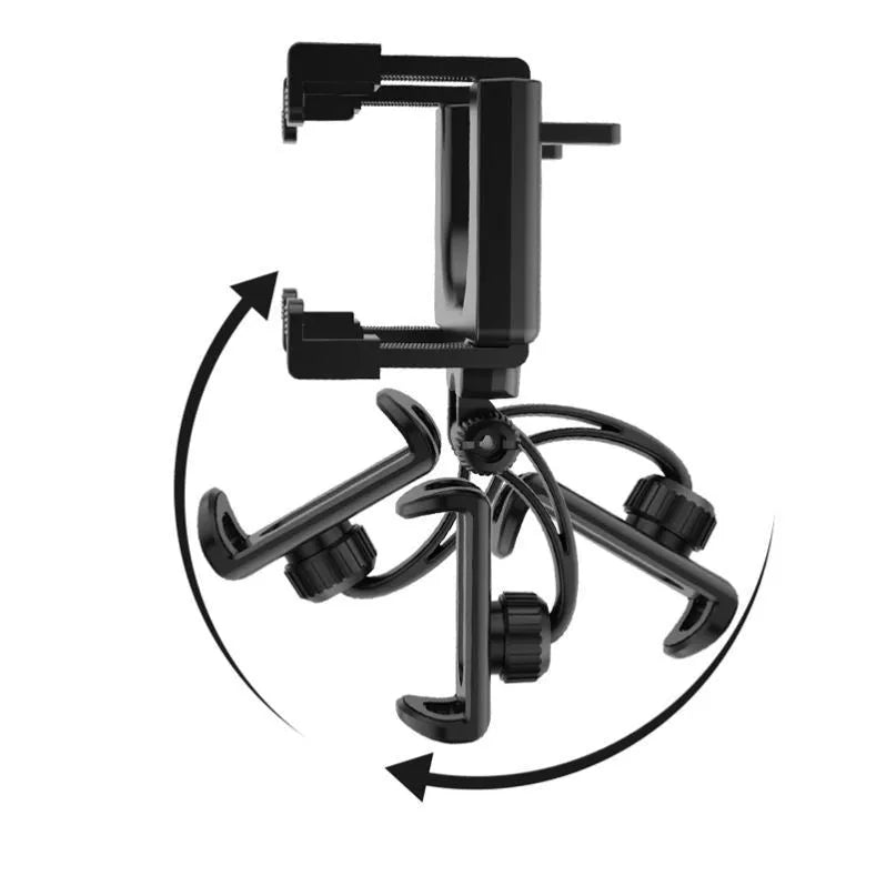 Black car rearview mirror phone holder with buckle fixing, model V68200, for hands-free navigation.