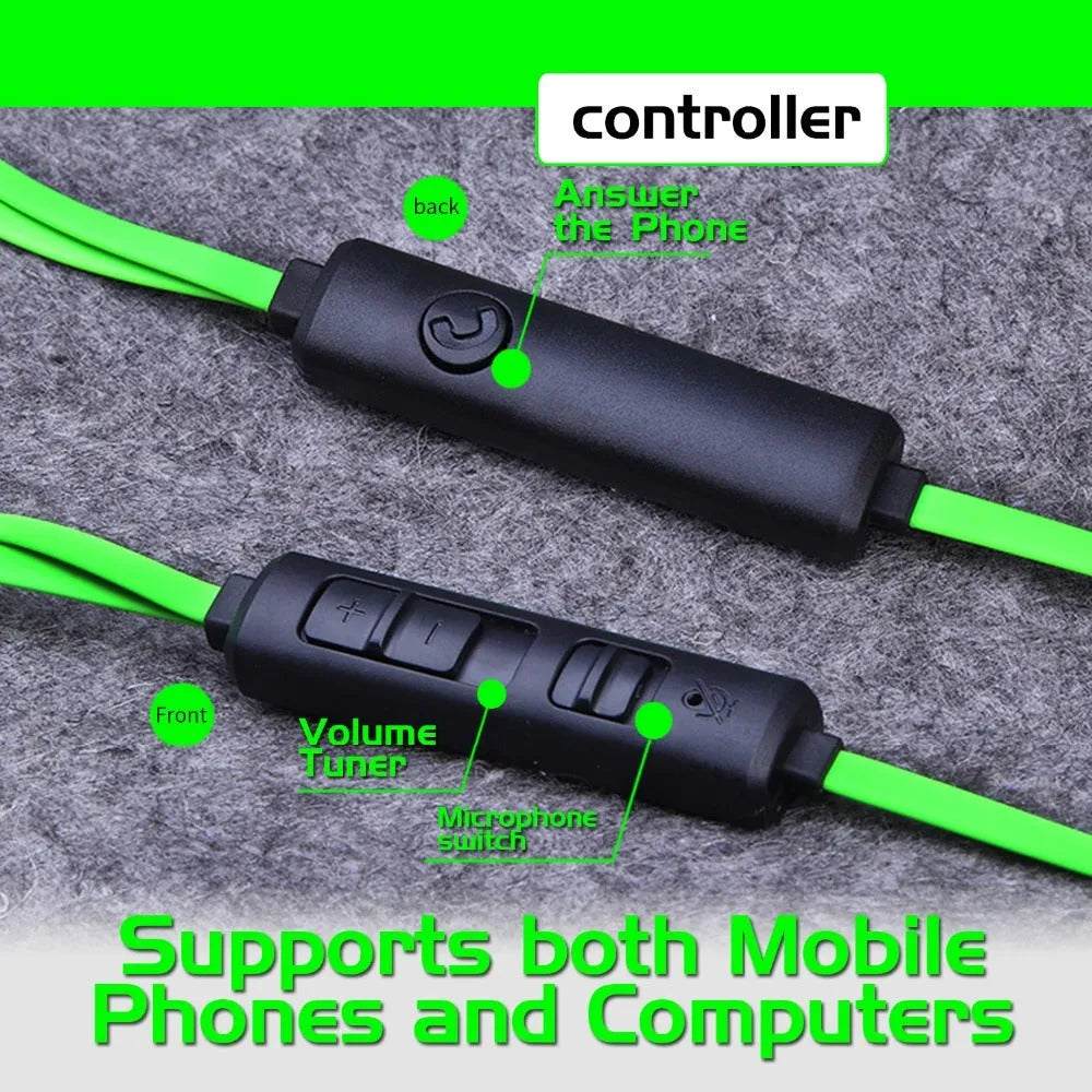 Shuangmai wired in-ear gaming headset with 1.5cm cable in black, green, or red colours