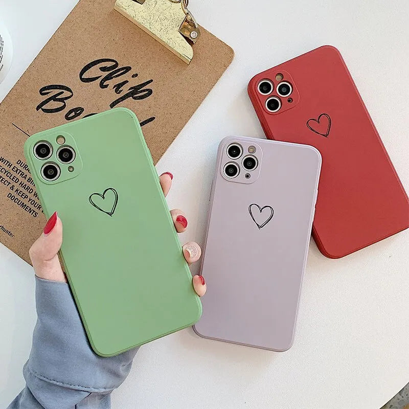 Silicone iPhone case in various solid colours showing precise port and button cutouts