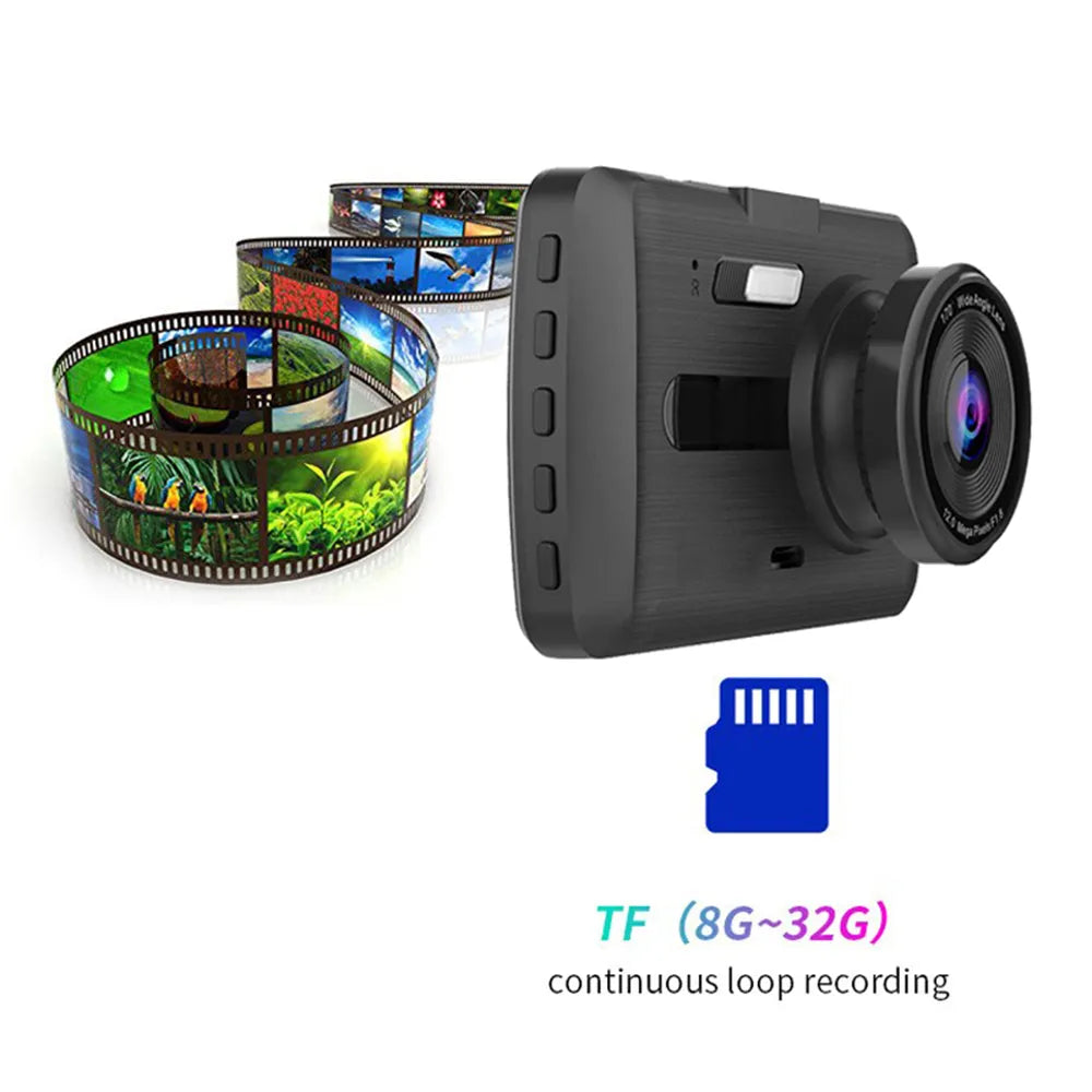 1080P Full HD dual lens driving recorder with 3.5 inch IPS screen and night vision