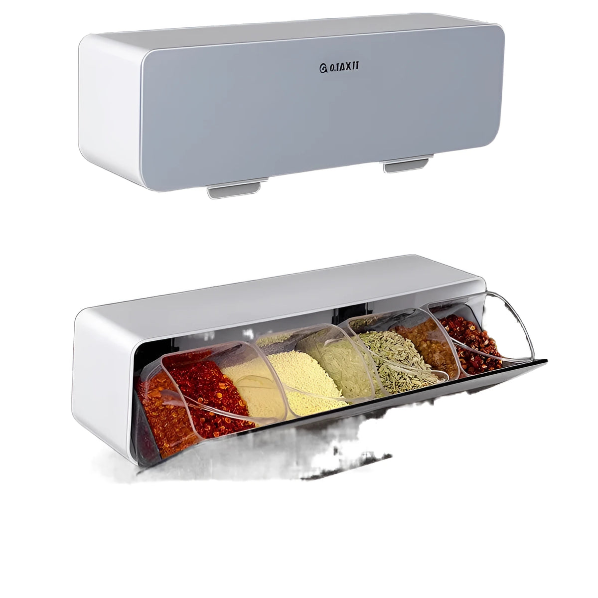 Plastic spice box set with spoon in blue, pink, grey, apricot or transparent moisture-proof and wall-mounted options