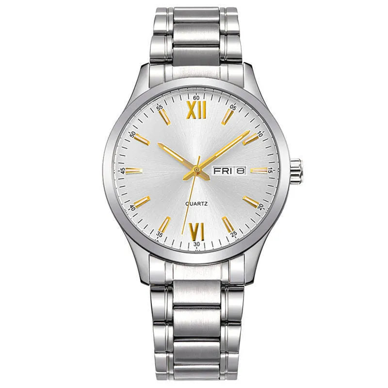 Fashion business quartz watch with 40mm dial, mineral glass mirror, and stainless steel butterfly buckle, black colour option