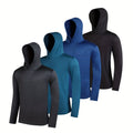 Men's lightweight polyester hoodie four-piece set in various colours with size range display