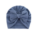 Baby hooded hat with bowknot wrapped turban in solid colour soft cloth polyester blend for 0-1 years old