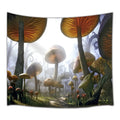 Printed yellow polyester tapestry 150x130cm hanging on a wall as dorm decoration
