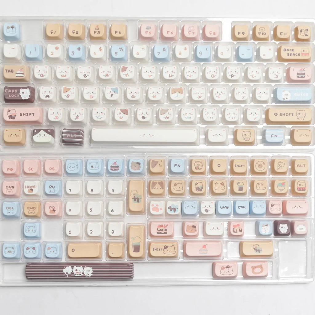 High Sea Salt Cat themed PBT keycap set for mechanical keyboards, showing detailed artwork on keys.