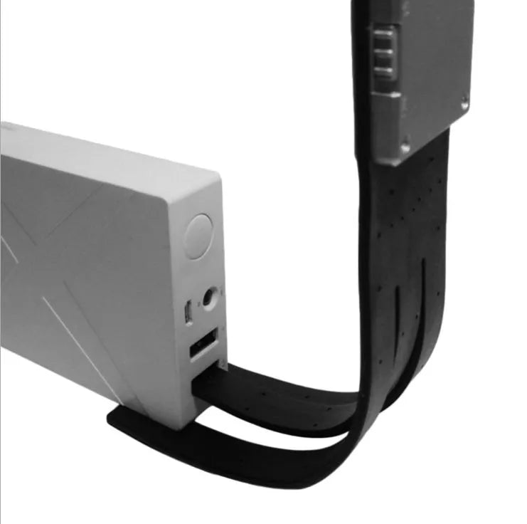Folding LED book light, black plastic, 205x40x9mm, USB rechargeable, frosted panel, for Kindle reading