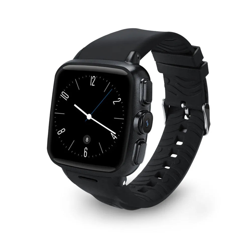 Black and white smart watch with a 1.54-inch touchscreen and camera.