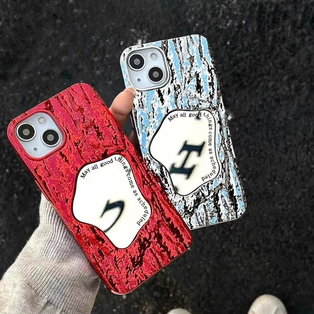 Fashion electroplated silicone phone case with mirror finish and fall protection in New Year red stone pattern