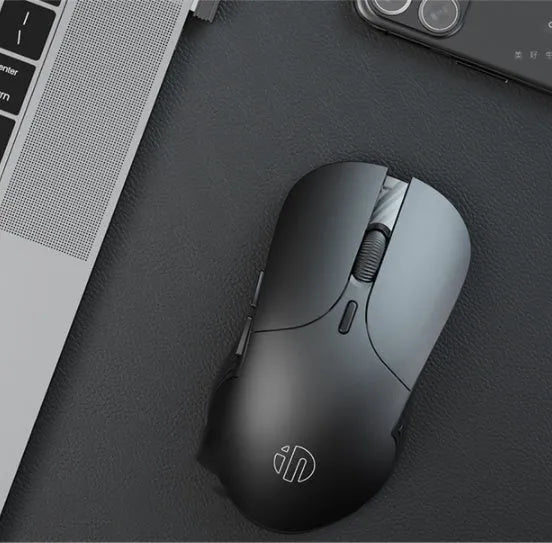 Black wireless voice mouse with six buttons, 123 × 35 × 65.5mm, adjustable DPI and 10M range