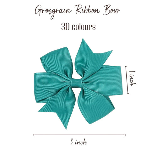 Assorted 3 inch grosgrain ribbon baby hair bows with alligator clips in multiple colours