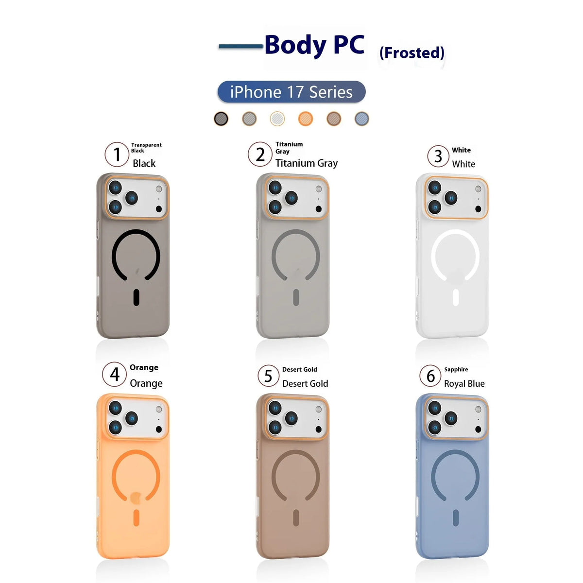 Frosted PC magnetic phone case for iPhone 16, transparent black, with anti-fingerprint finish and all-inclusive edges