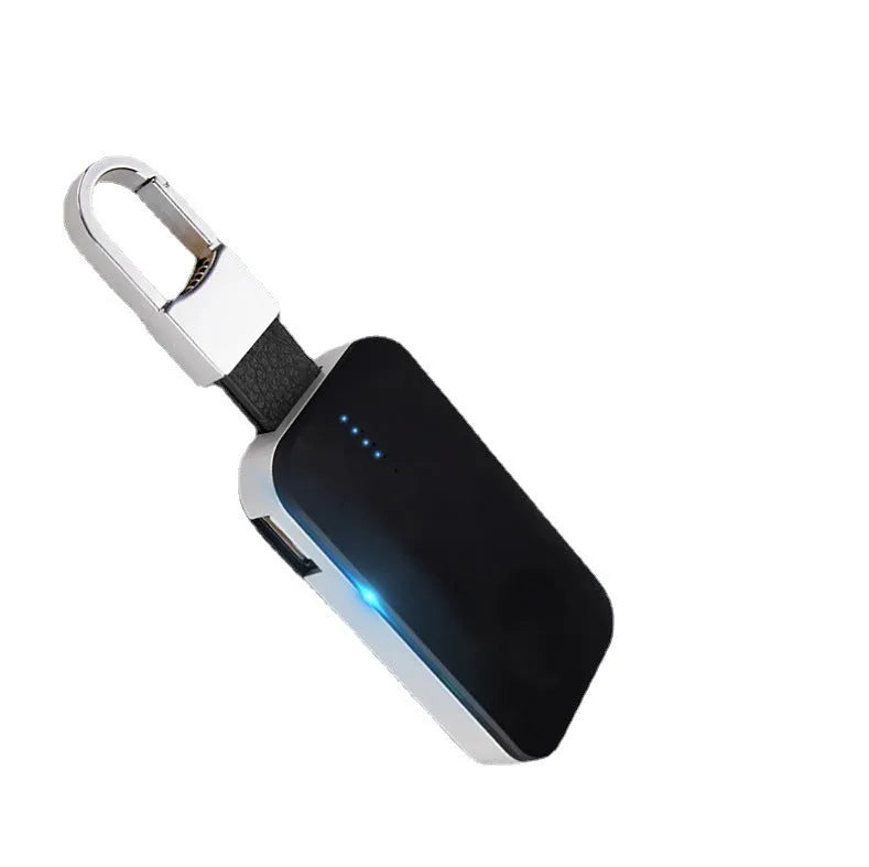 Black Apple Watch portable wireless charger power bank with keychain loop