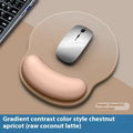 Silicone desk mouse mat with integrated wrist support in a gradient blue and black colour pattern.