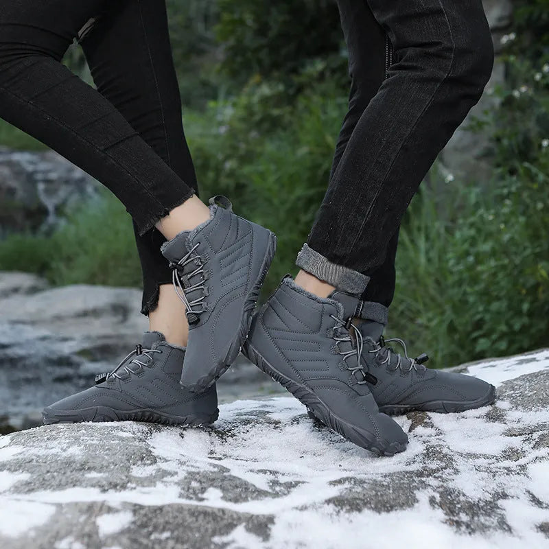 Outdoor sports cotton shoes winter warm slip-on boots Oxford cloth non-slip rubber outsole artificial plush lining colours black blue gray