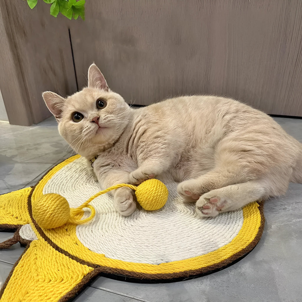 Yellow corgi butt design cat scratching board with sisal surface and anti-slip base