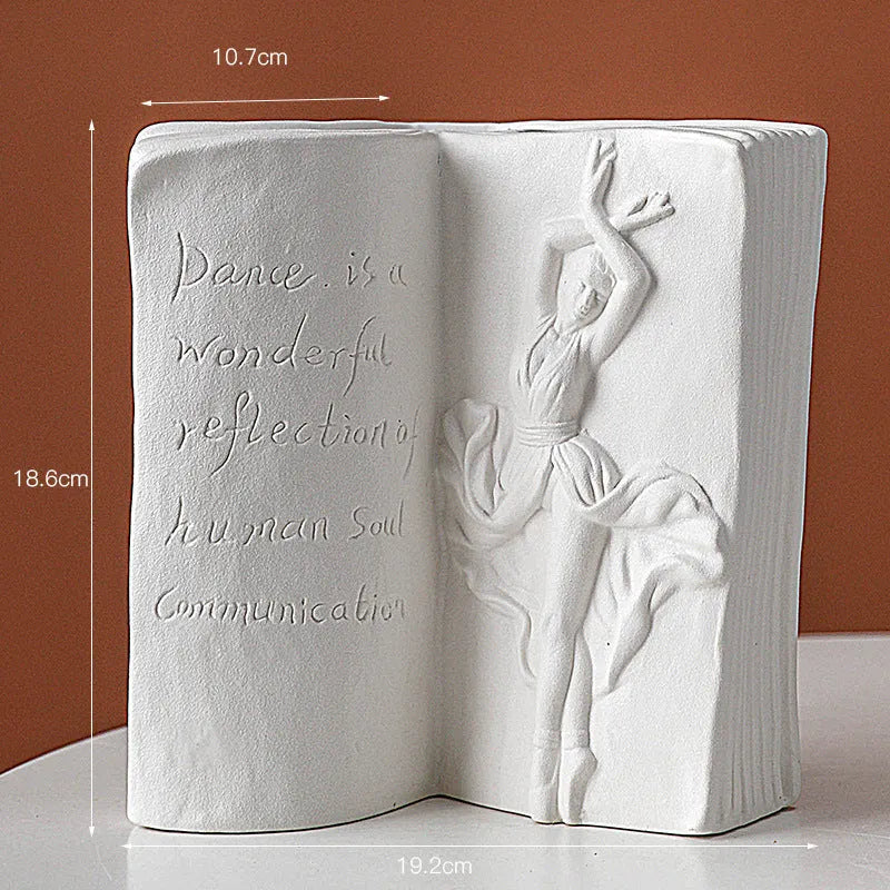 Glazed ceramic book stand in a modern style, shown in one of four colour options for desktop decoration.