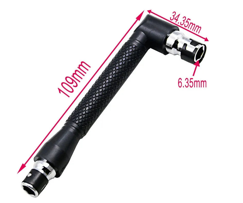 L-shaped double-headed socket wrench with 10 steel screwdriver bits for confined space fastening