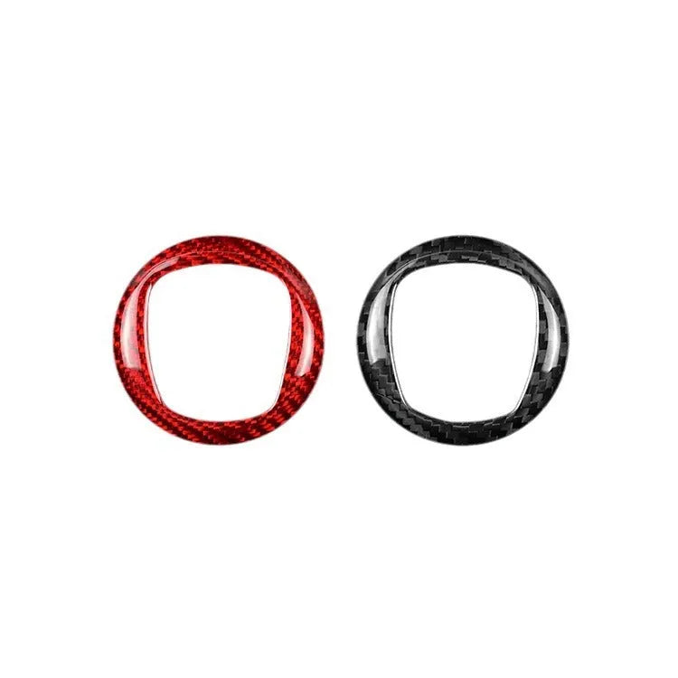 Real dry carbon carbon fibre steering wheel decorative sticker frame in black and red colour options.