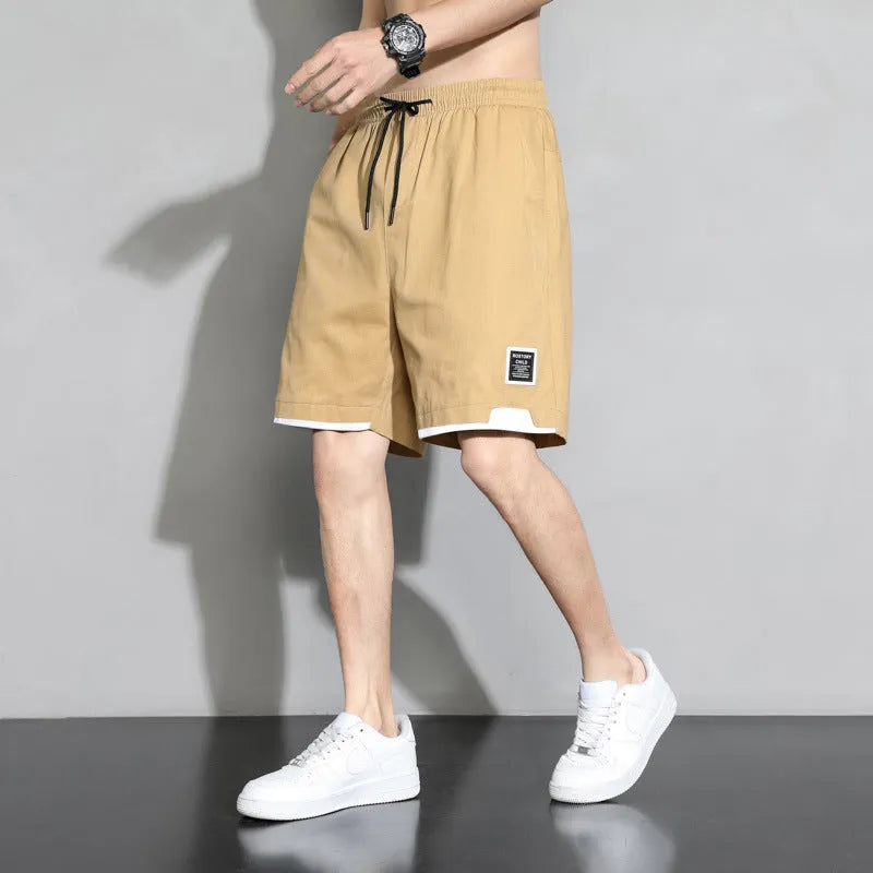 Casual cotton shorts for teenage boys in black, khaki, or white, shown in a plus size range.
