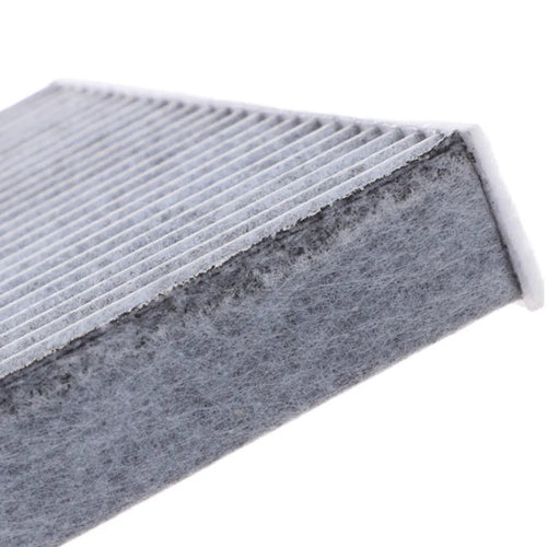 Grey plastic air conditioning filter grid for Geely cars measuring 215mm by 210mm by 30mm.