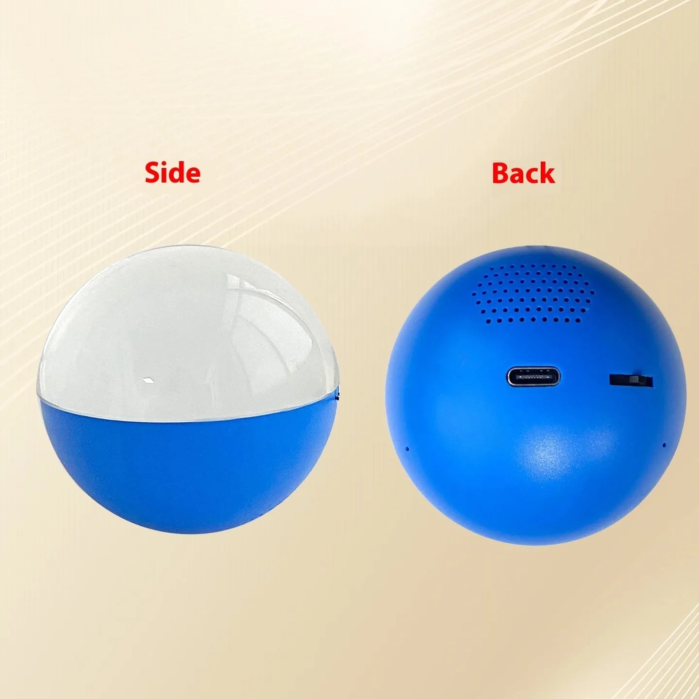Electronic ball video player with round screen in orange, blue, white, pink, or black plastic shell