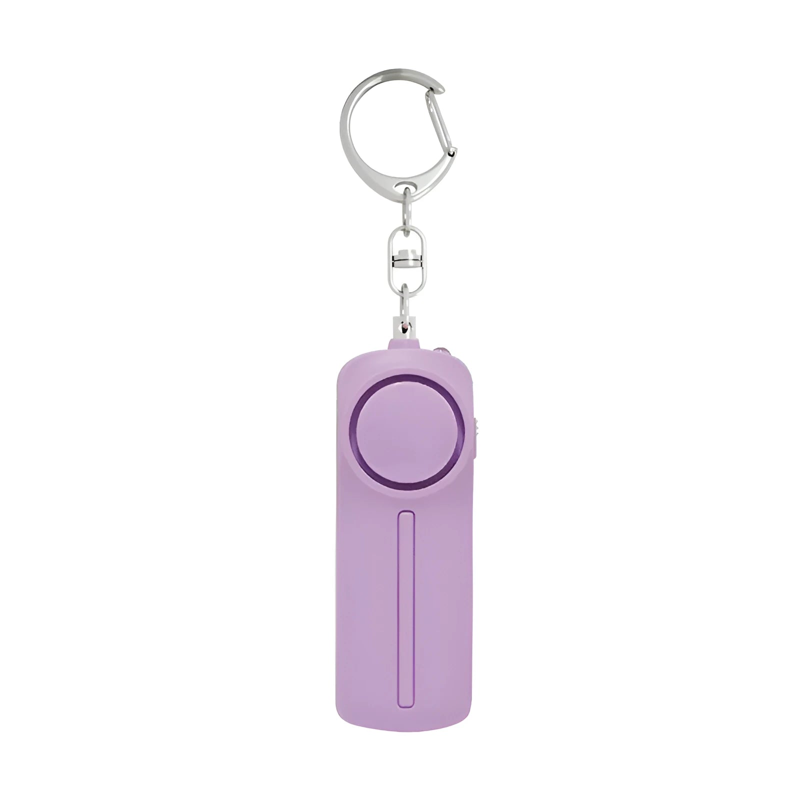 Compact pink and blue girls personal safety alarm with keyring, showing 86mm size.