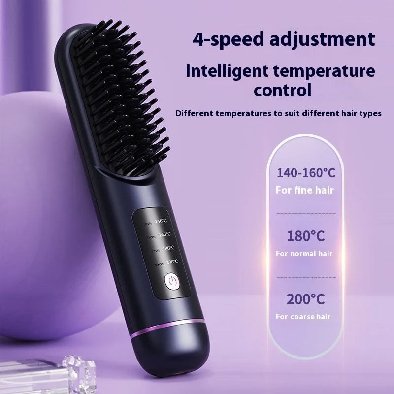 Portable negative ion hair comb in white, dark blue, or grey colour, showing compact size and teeth.
